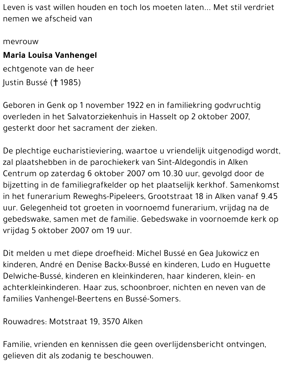 Maria Louisa Vanhengel