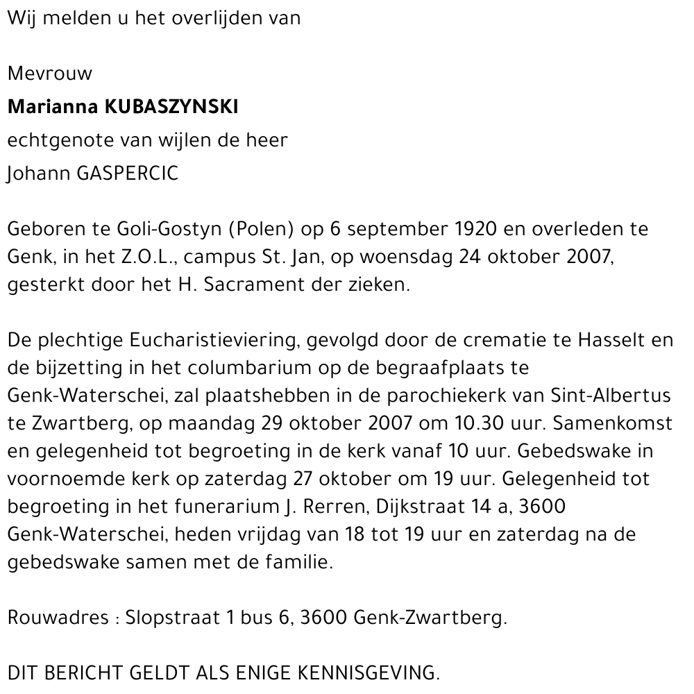 Marianna KUBASZYNSKI