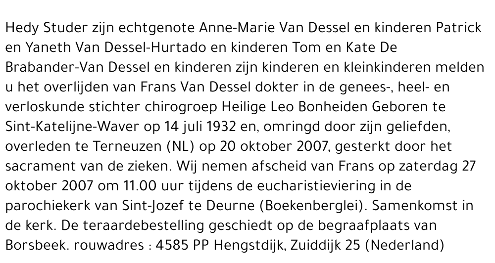 Pieter Frans VAN DESSEL