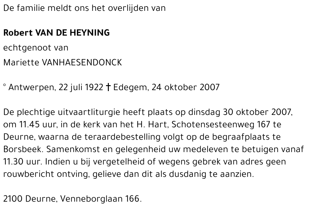 Robert VAN DE HEYNING