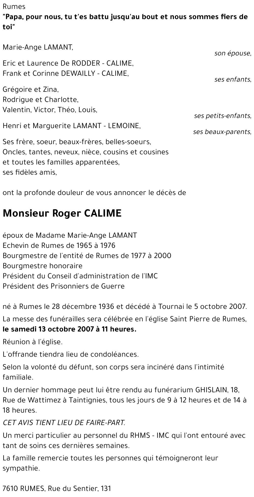 Roger CALIME
