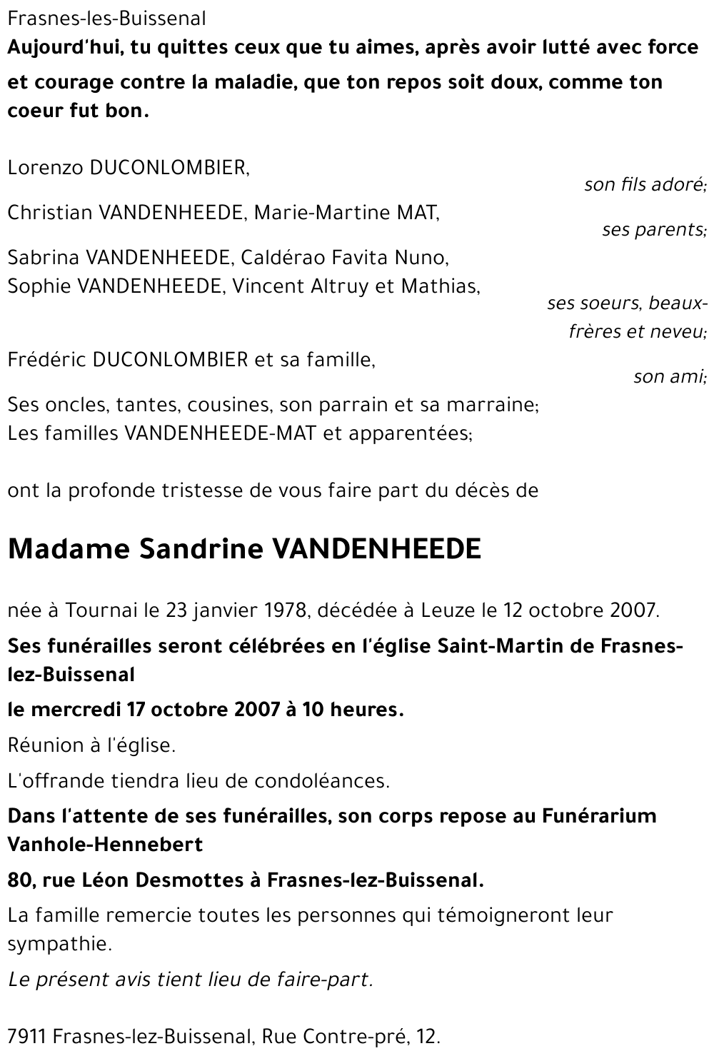 Sandrine VANDENHEEDE