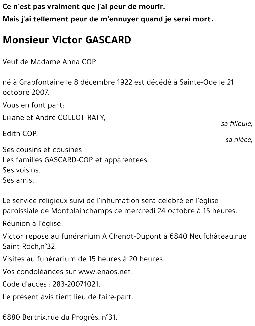 Victor GASCARD