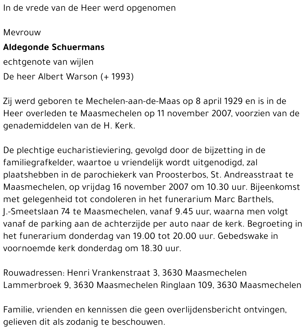 Aldegonde Schuermans