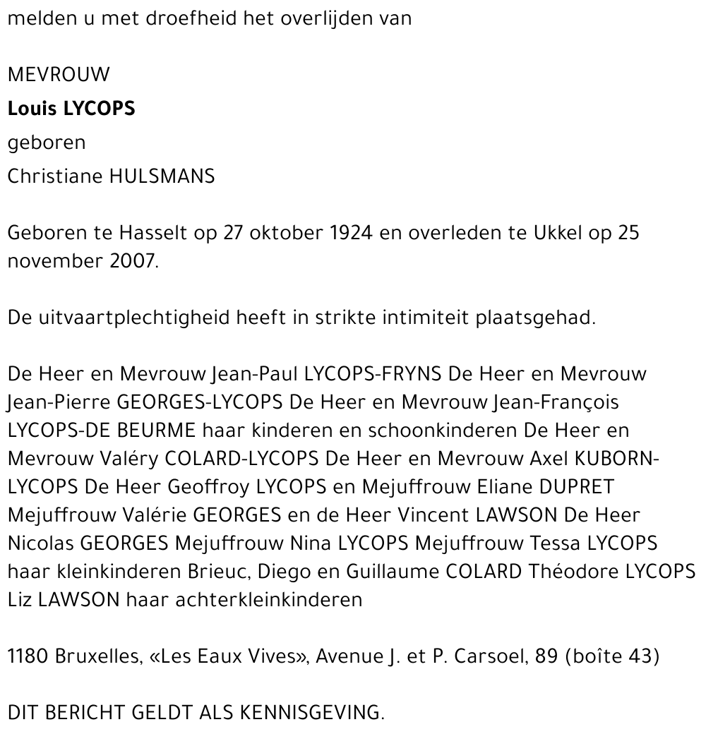 Christiane Lycops-Hulsmans