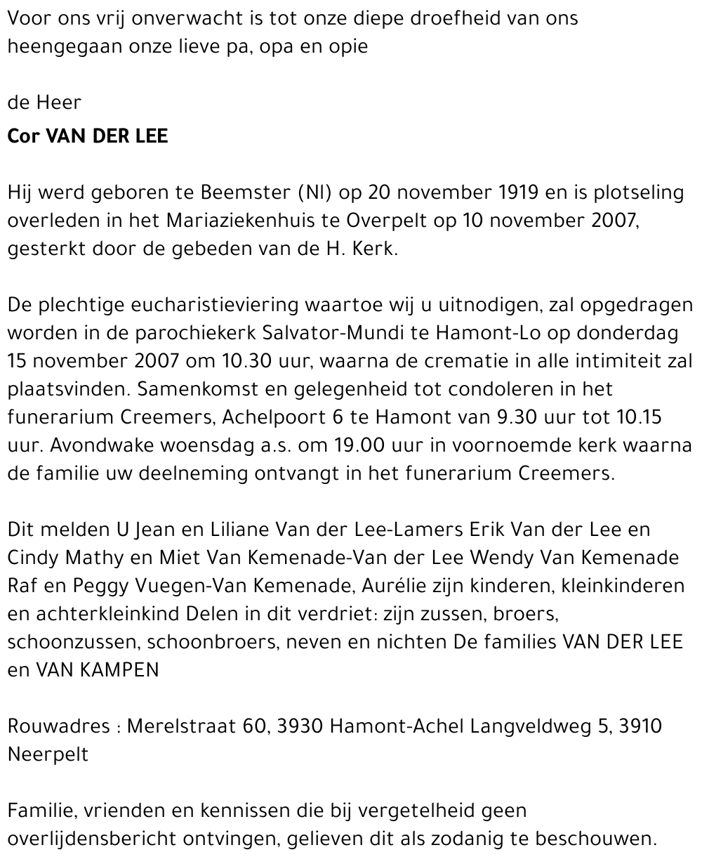 Cor Van der Lee
