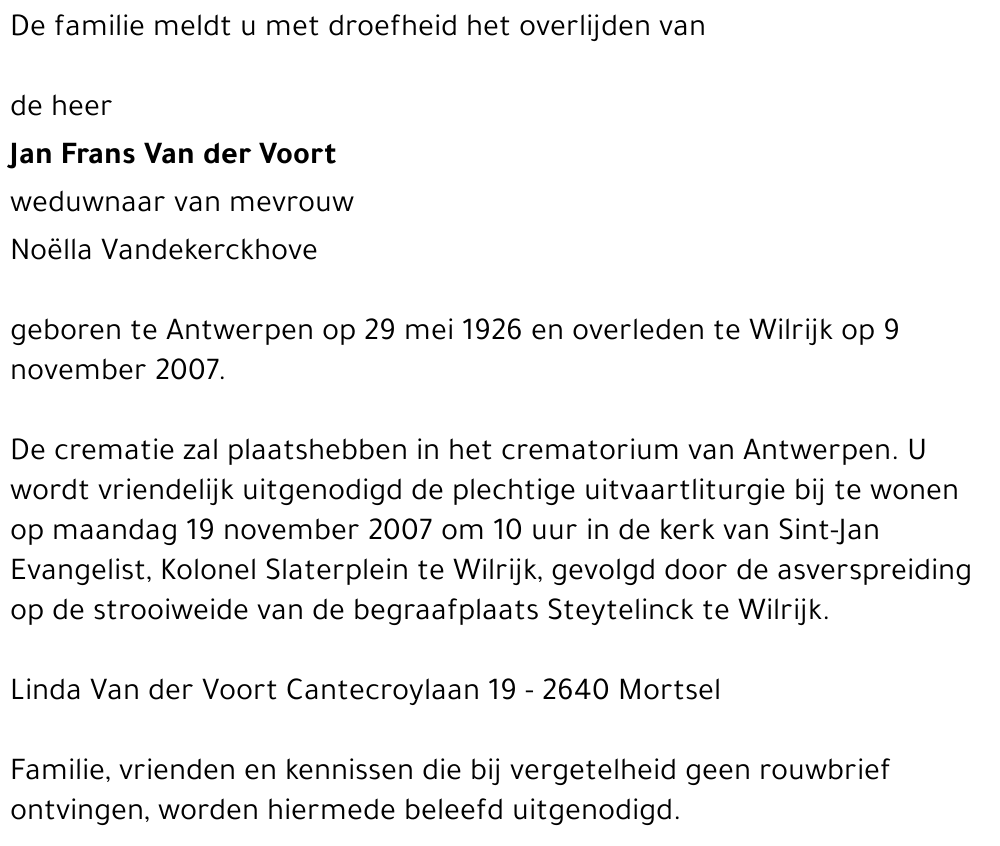 Jan Frans Van der Voort