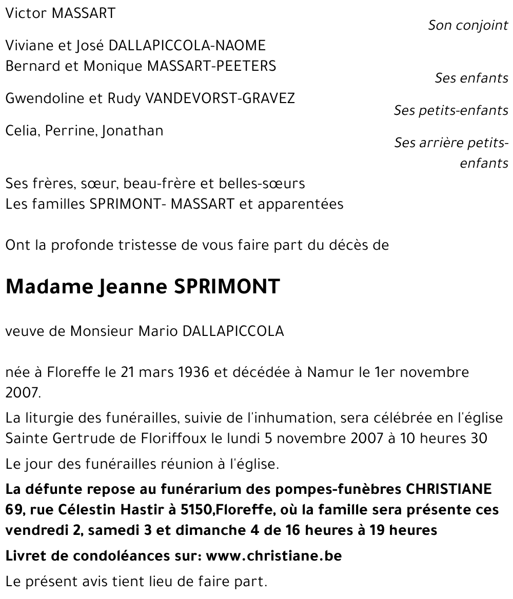 Jeanne SPRIMONT