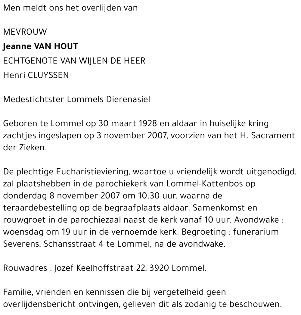 Jeanne Van Hout