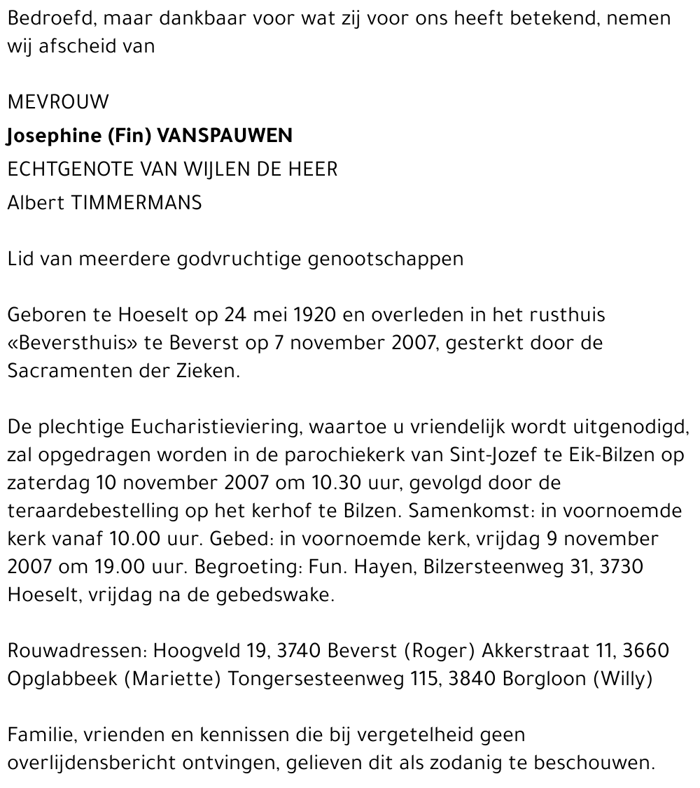 Josephine (Fin) Vanspauwen