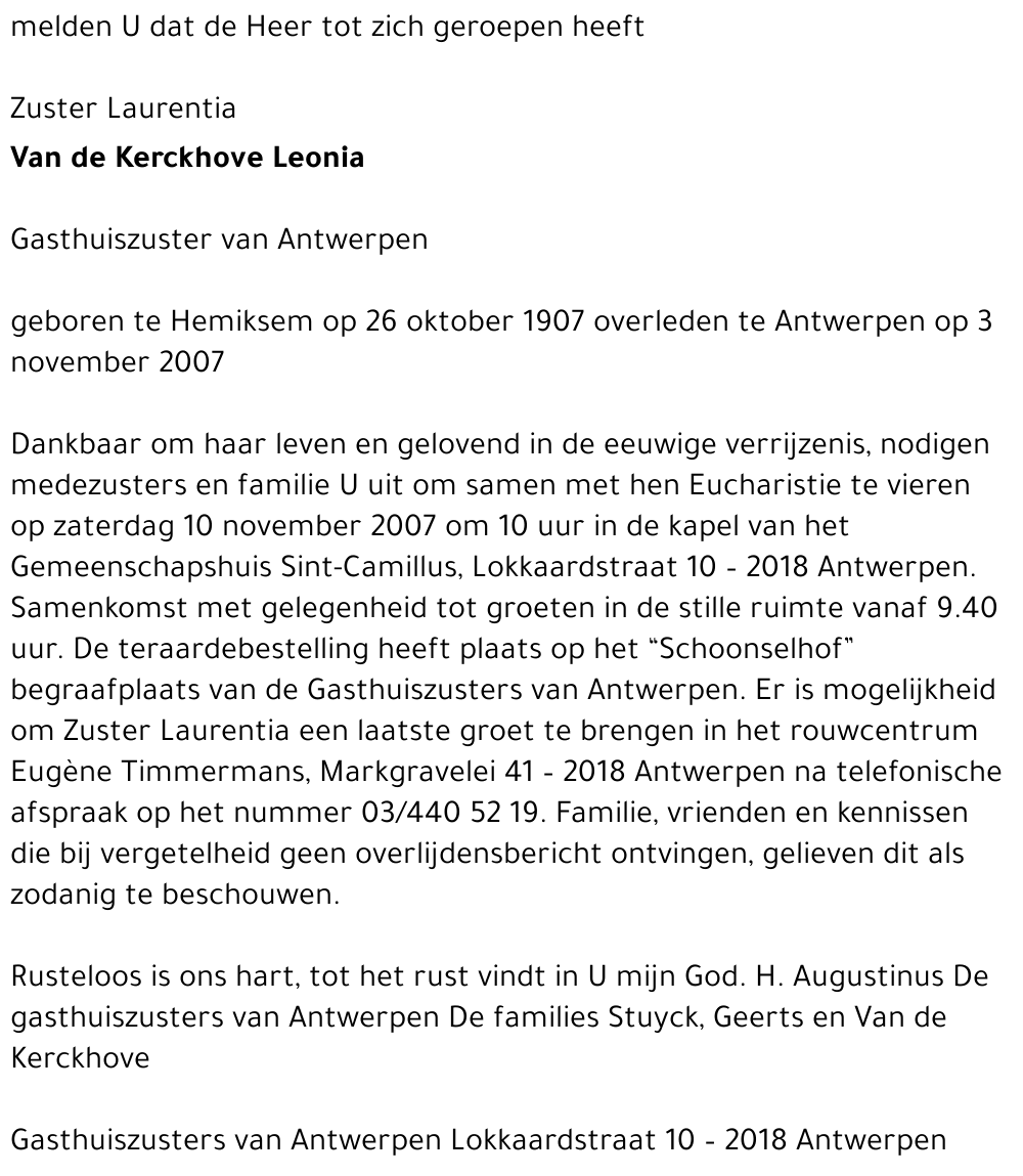 Leonia Maria Van de Kerckhove