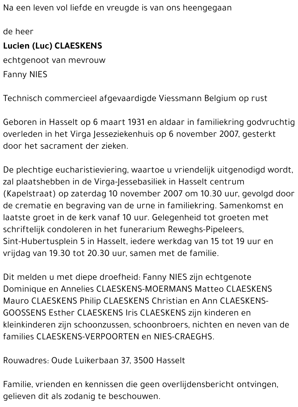 Lucien (Luc) Claeskens