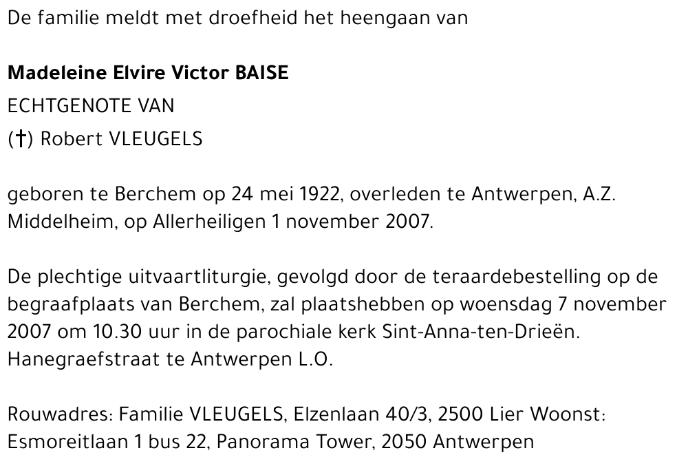 Madeleine Elvire Victor Baise