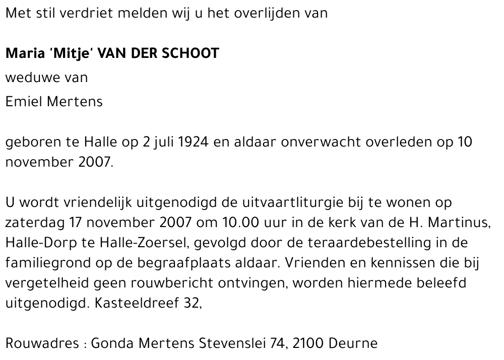 Maria ' Mitje' VAN DER SCHOOT
