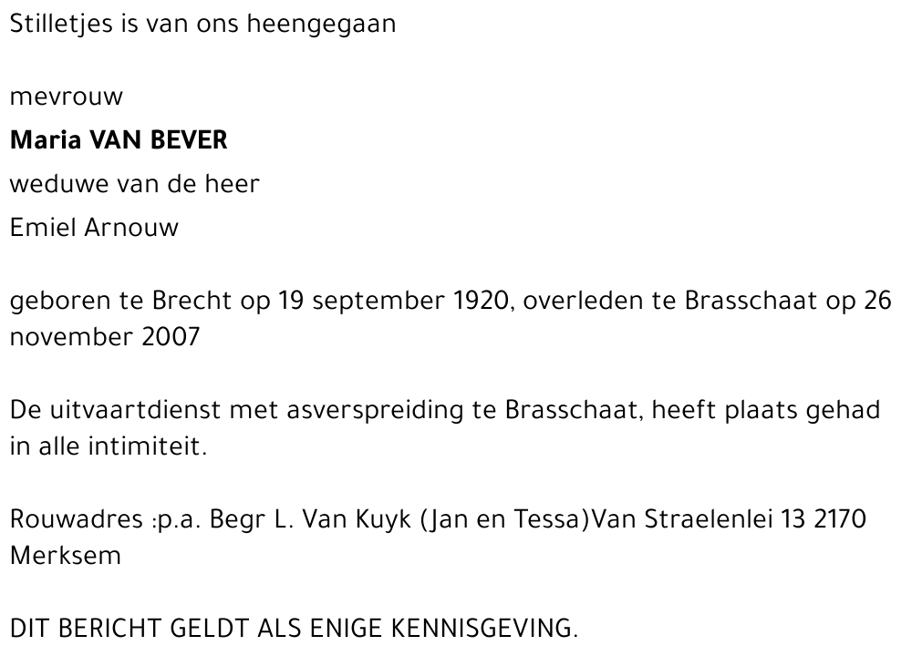Maria VAN BEVER