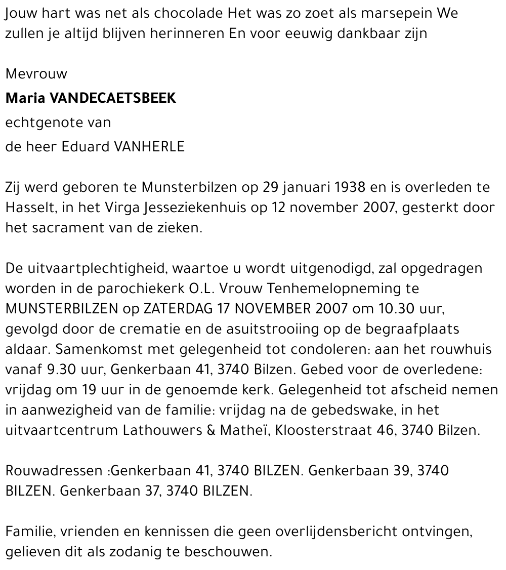 Maria VANDECAETSBEEK
