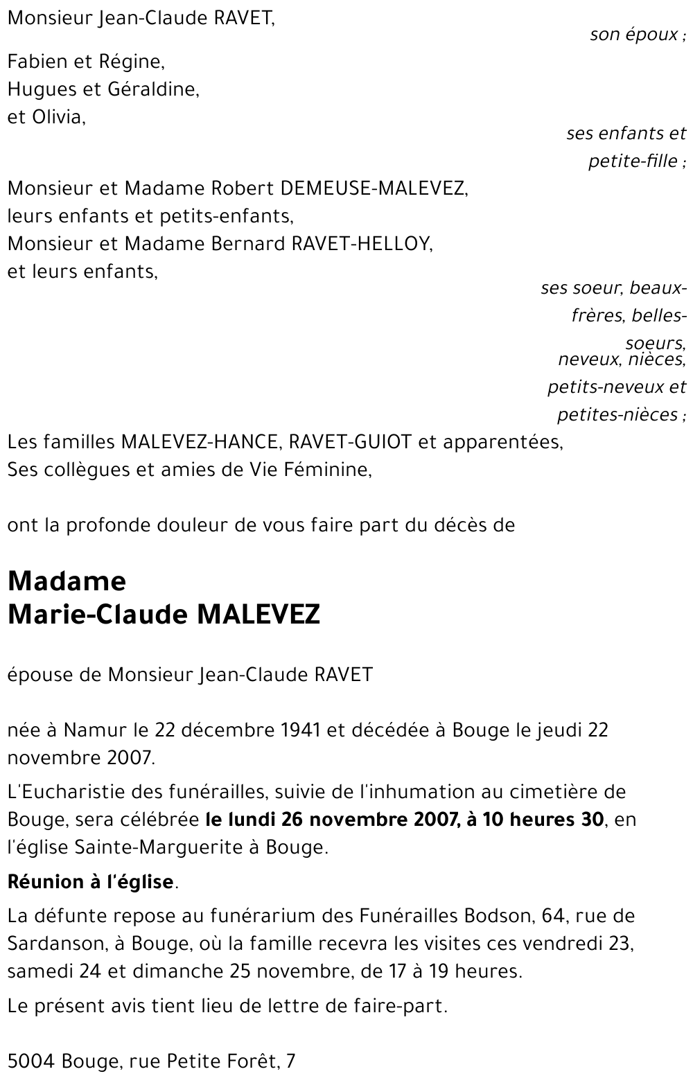 Marie-Claude MALEVEZ