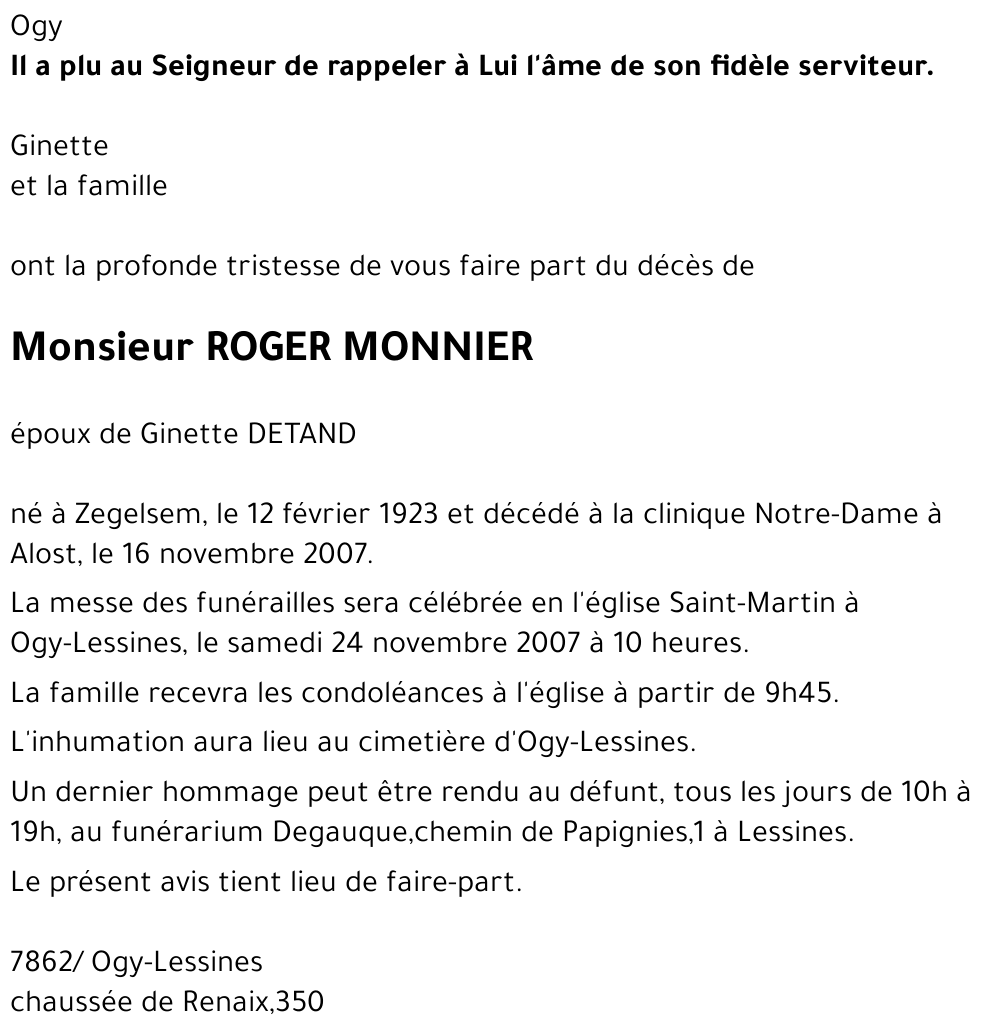 ROGER MONNIER