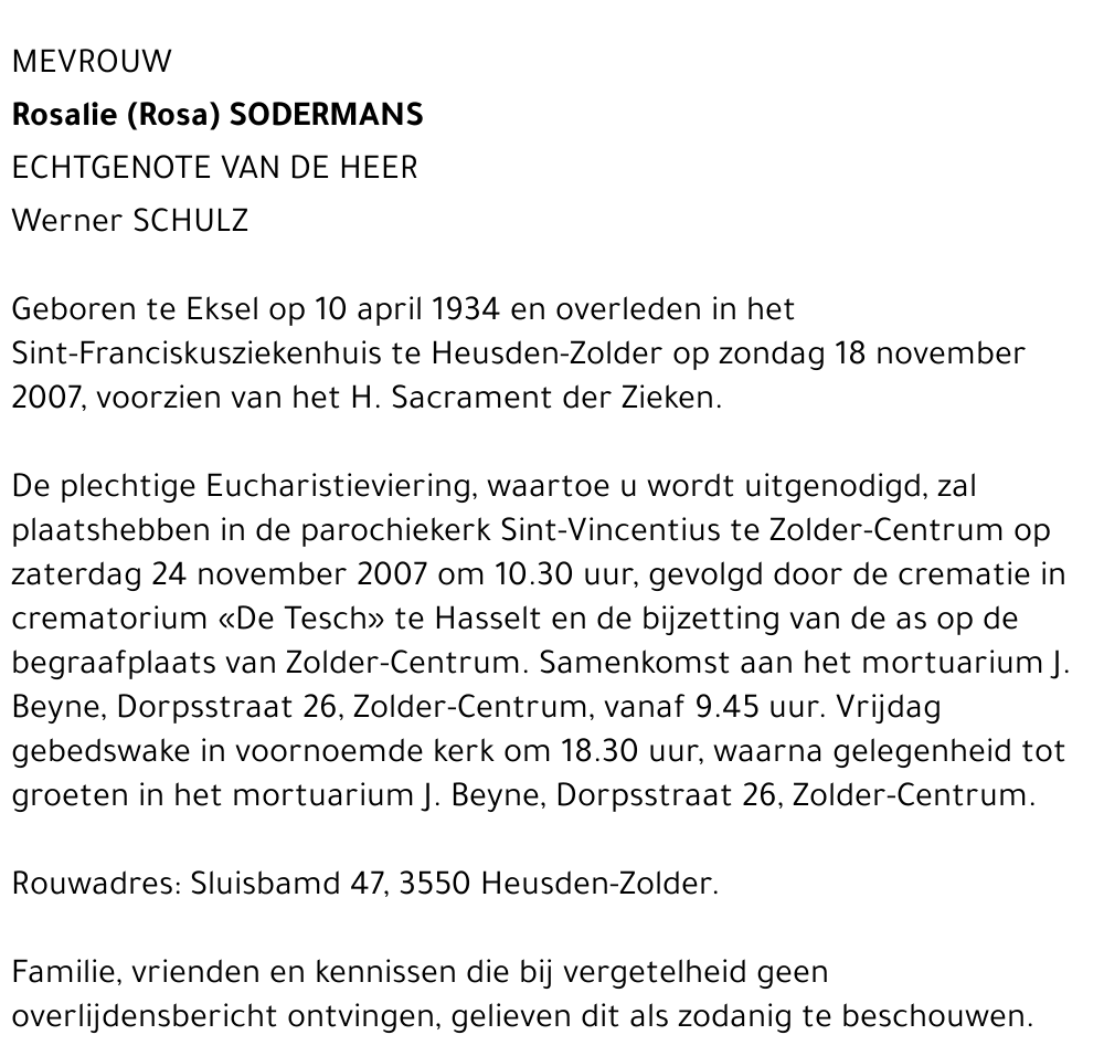 Rosalie (Rosa) Sodermans