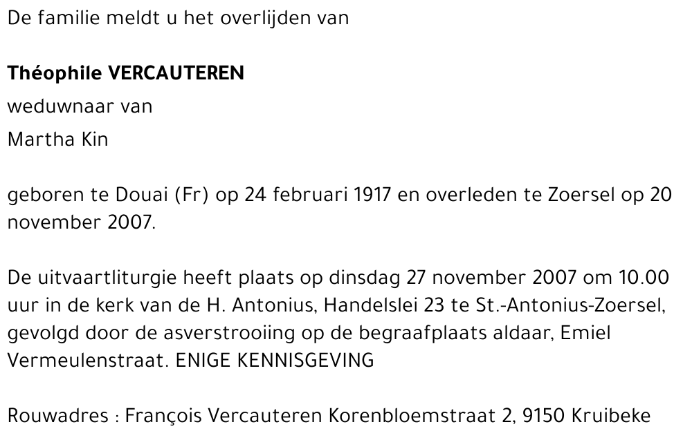 Théophile VERCAUTEREN