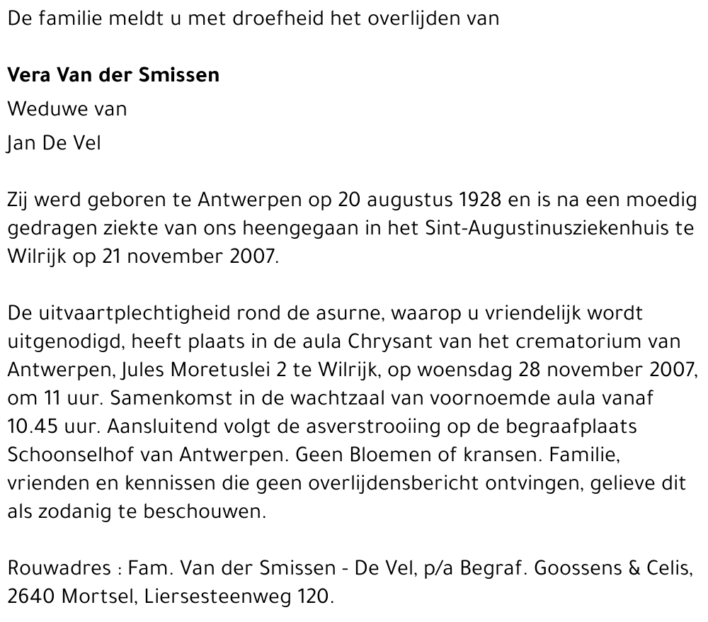 Vera Van der Smissen