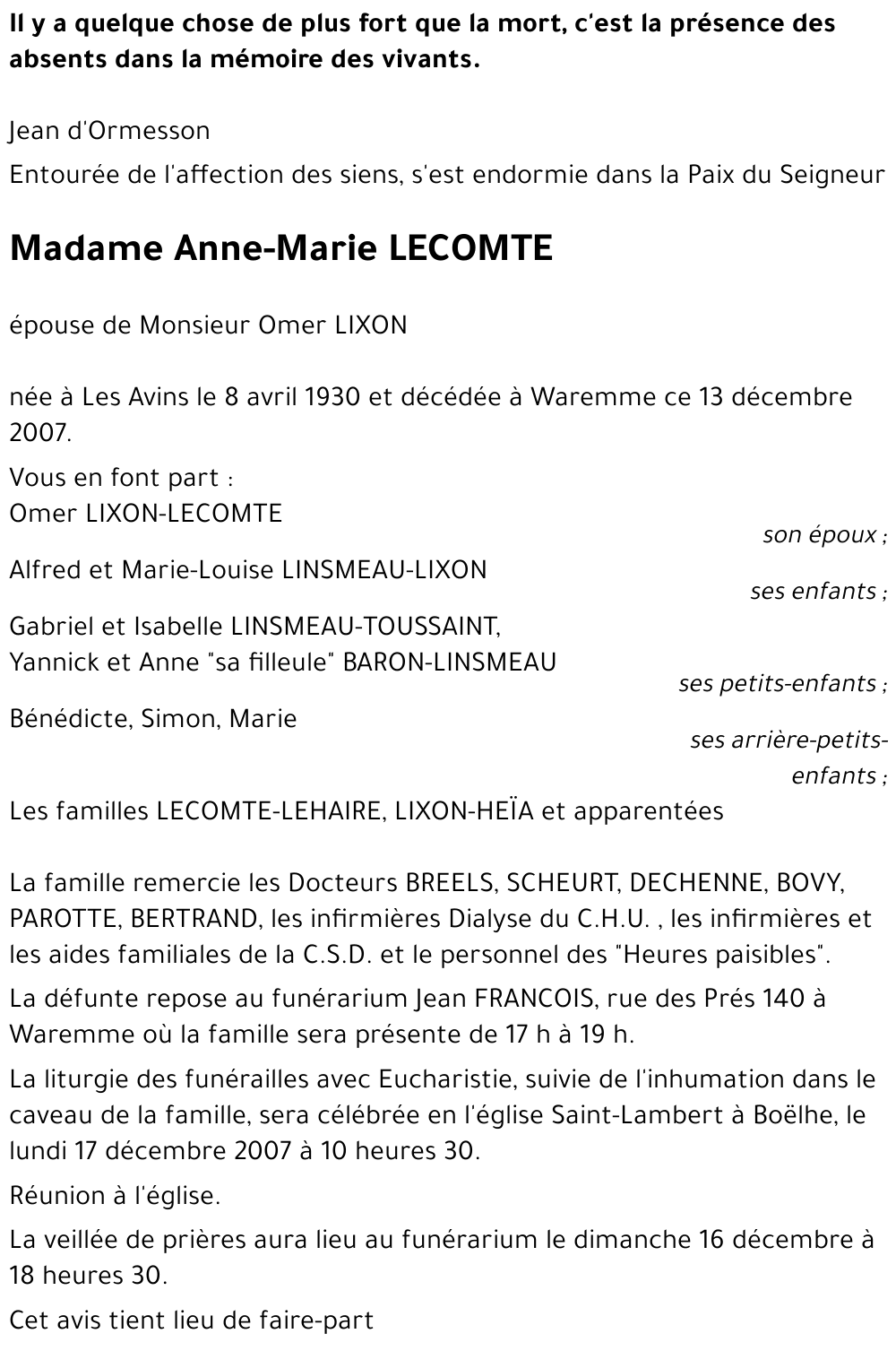 Anne-Marie LECOMTE