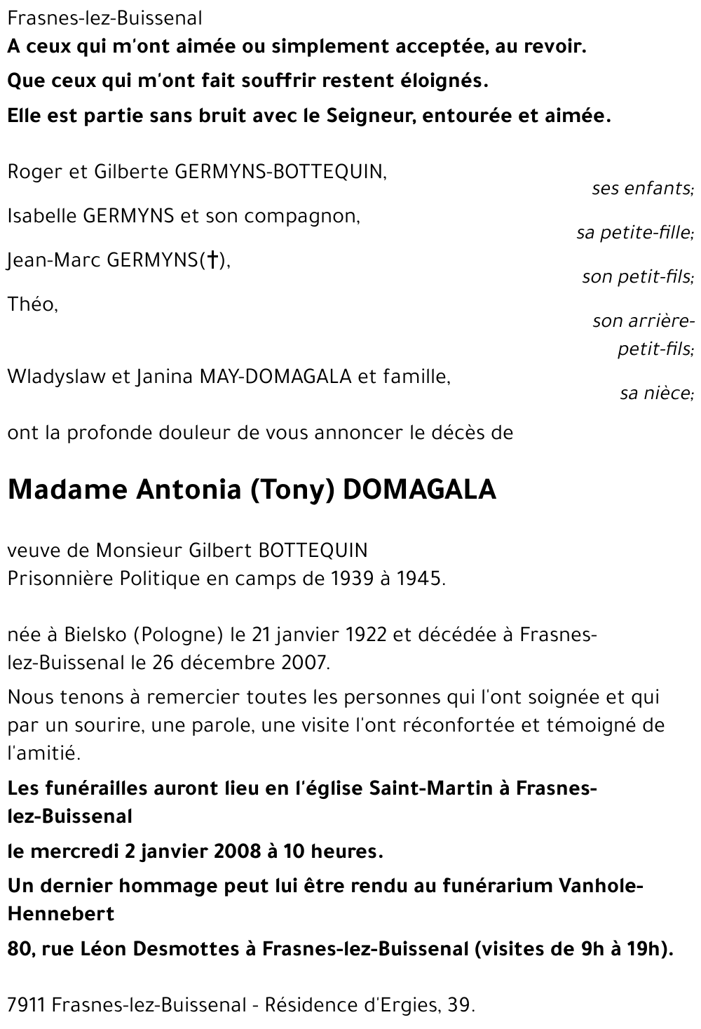 Antonia (Tony) DOMAGALA
