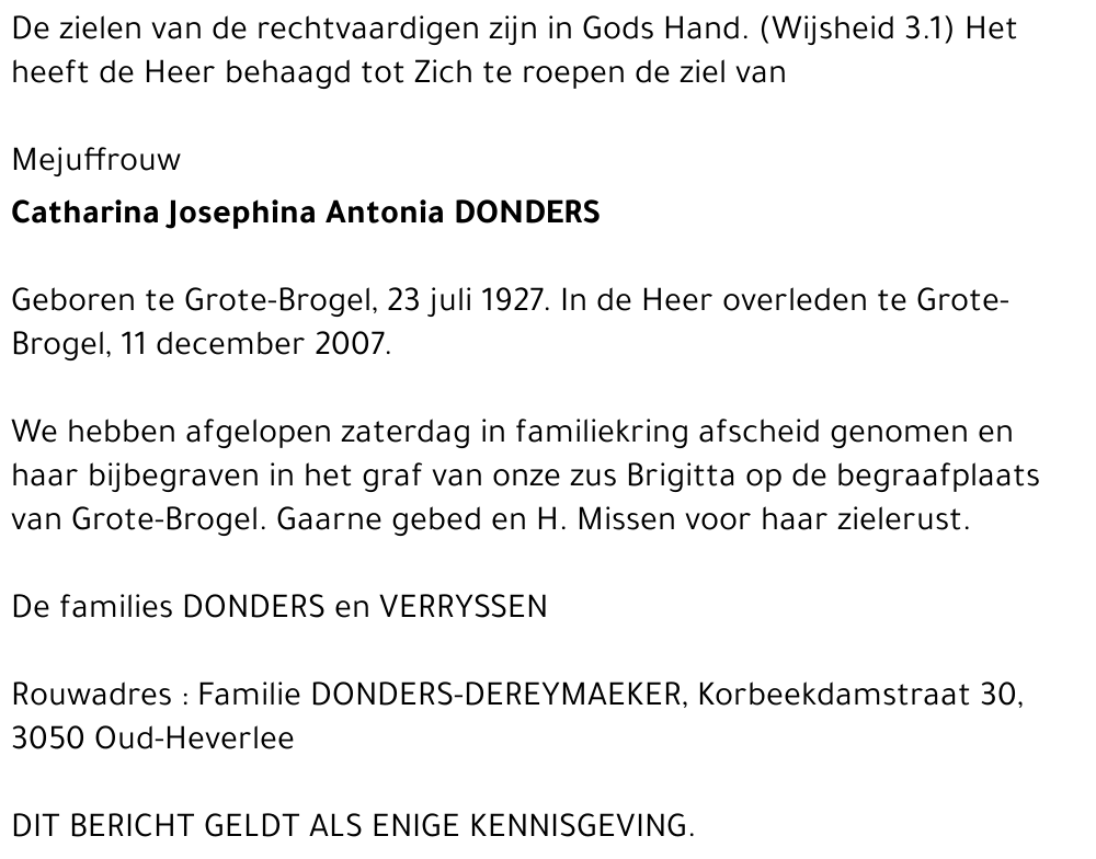 Catharina Josephina Antonia DONDERS