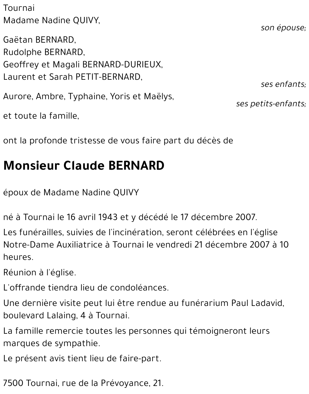 Claude BERNARD