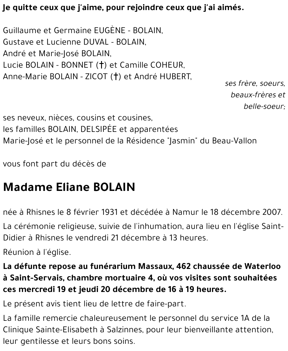 Eliane BOLAIN