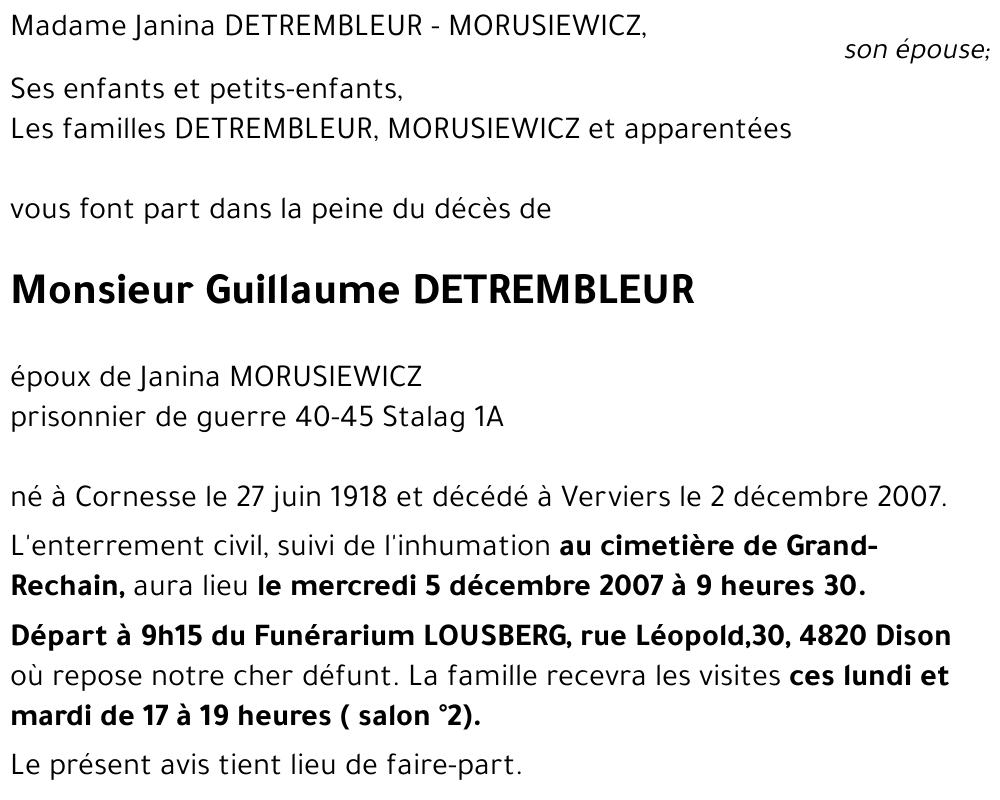 Guillaume DETREMBLEUR
