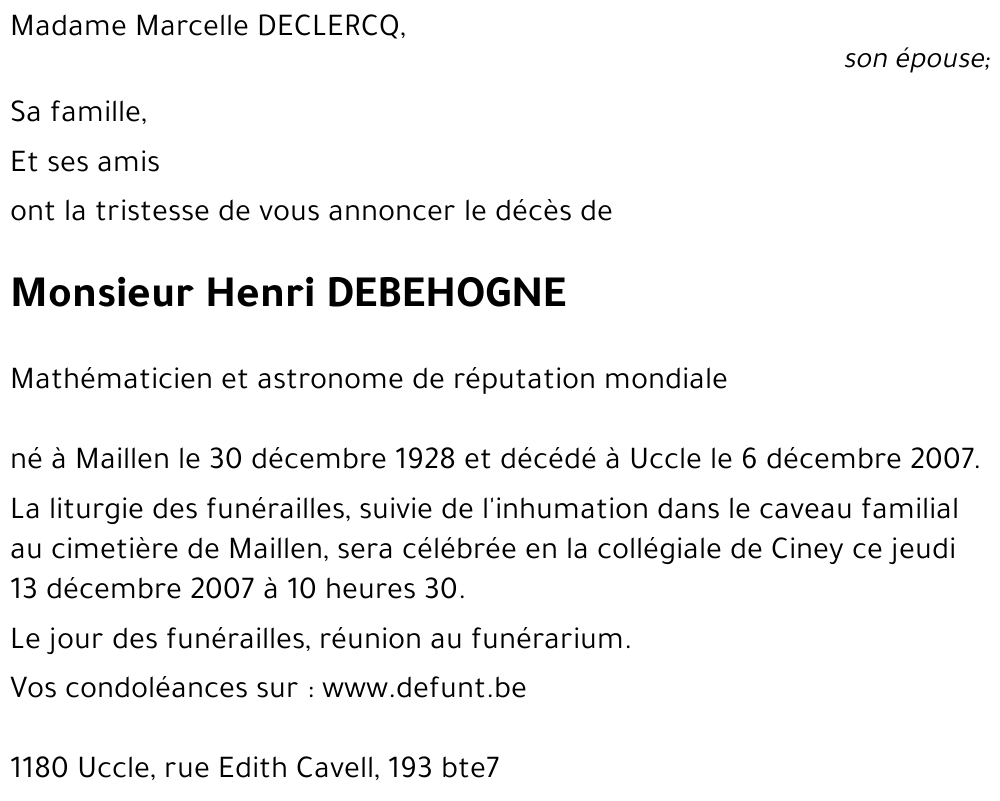 Henri DEBEHOGNE