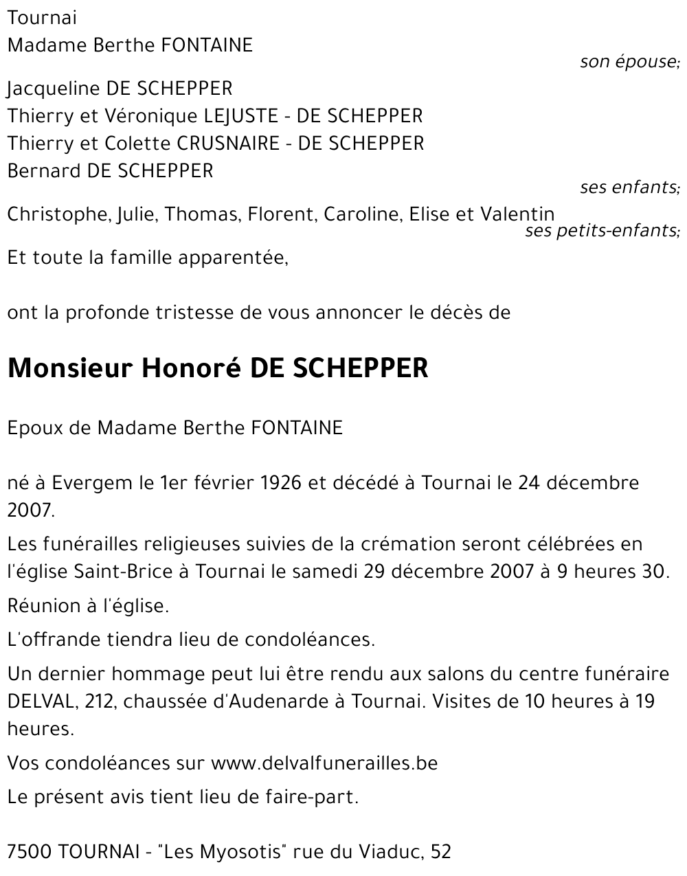 Honoré DE SCHEPPERS
