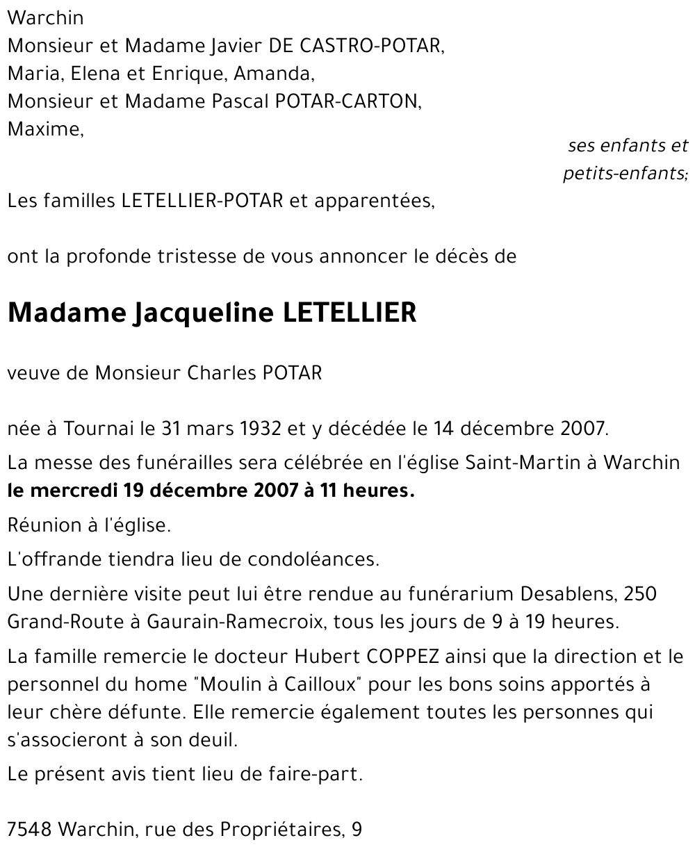 Jacqueline LETELLIER