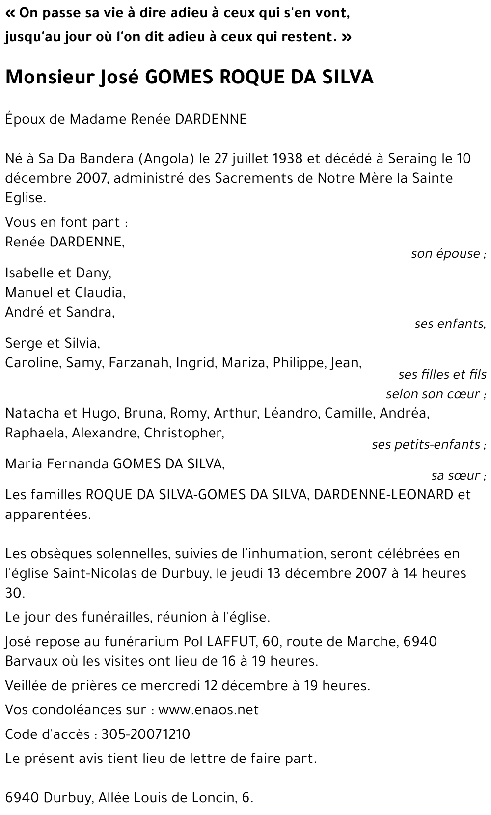 José GOMES ROQUE DA SILVA