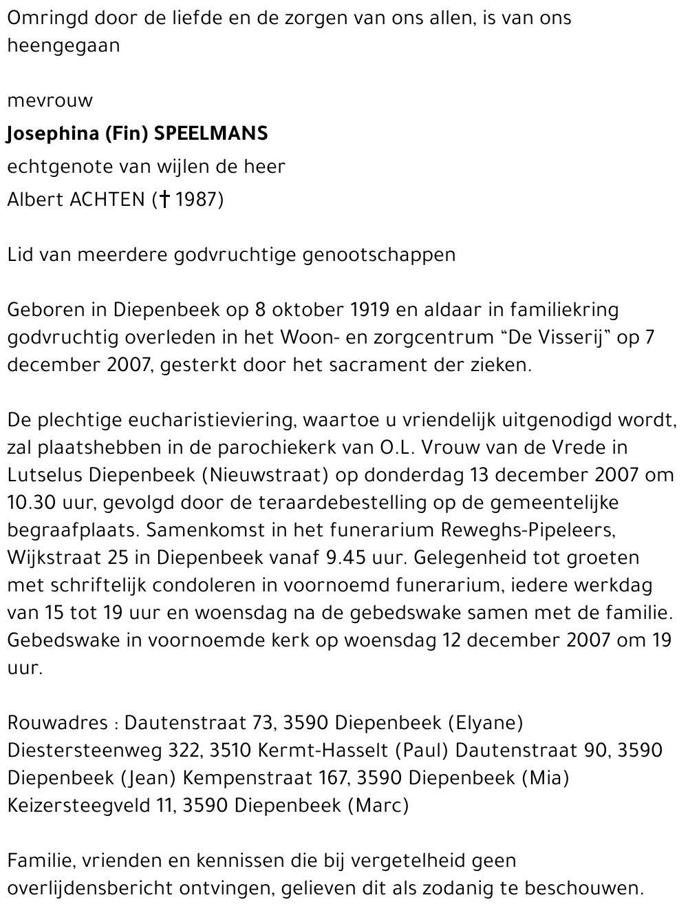 Josephina (Fin) SPEELMANS