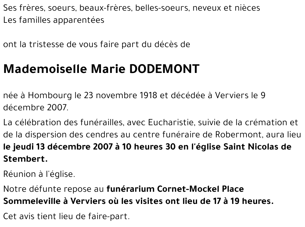 Marie DODEMONT