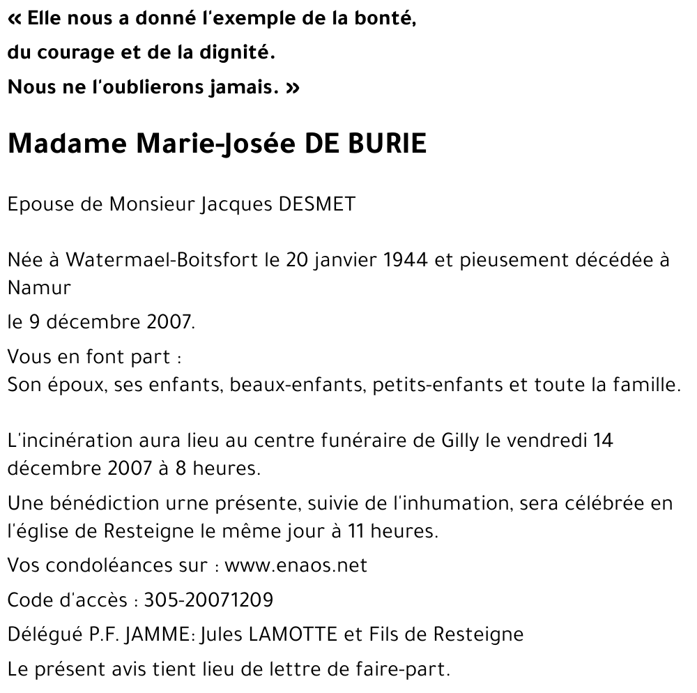 Marie-Josée DE BURIE
