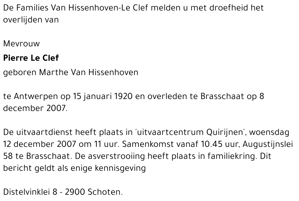 Marthe Van Hissenhoven