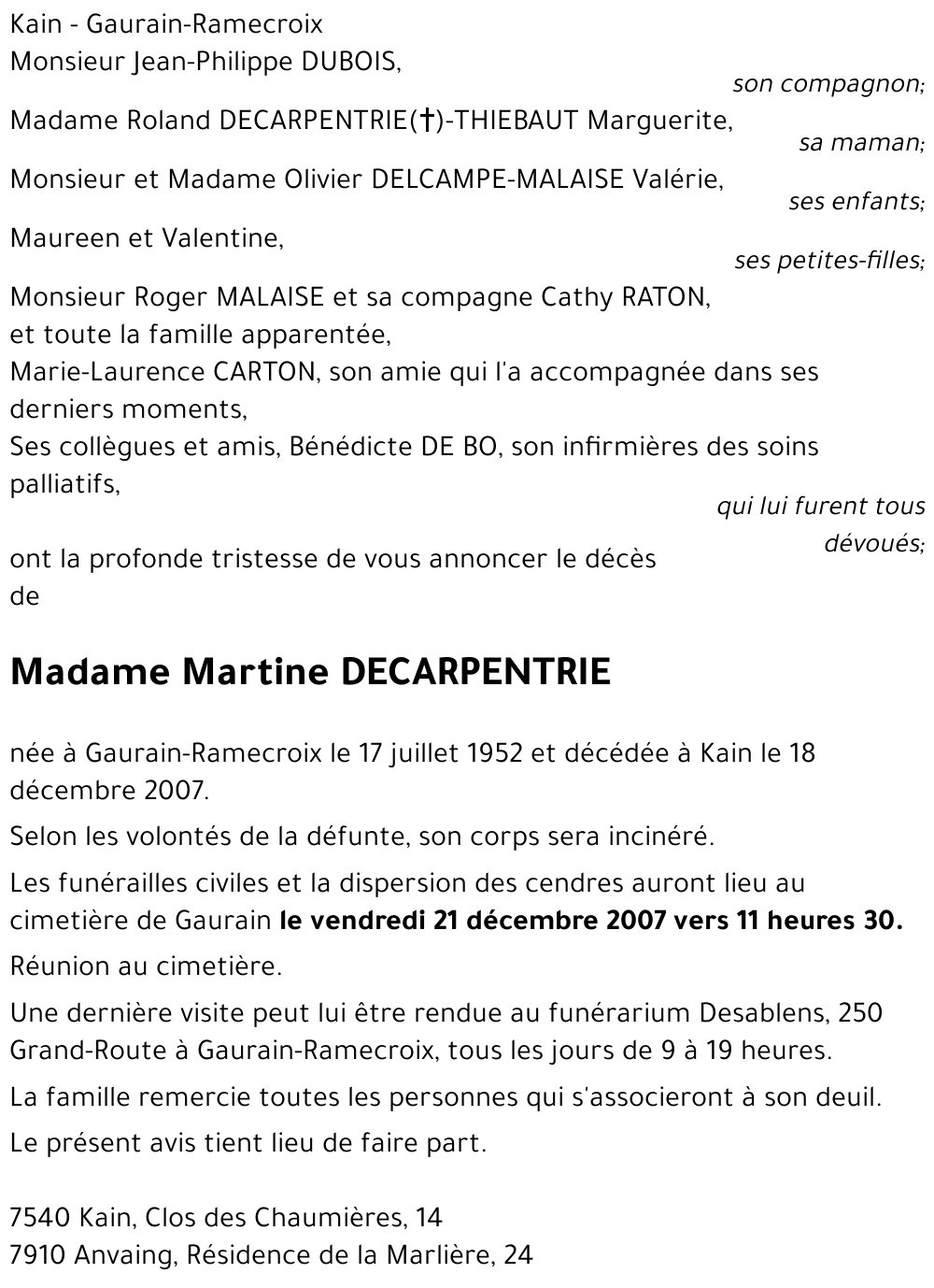 Martine DECARPENTRIE