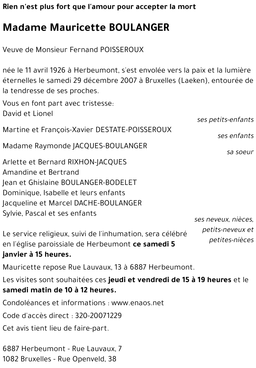 Mauricette BOULANGER