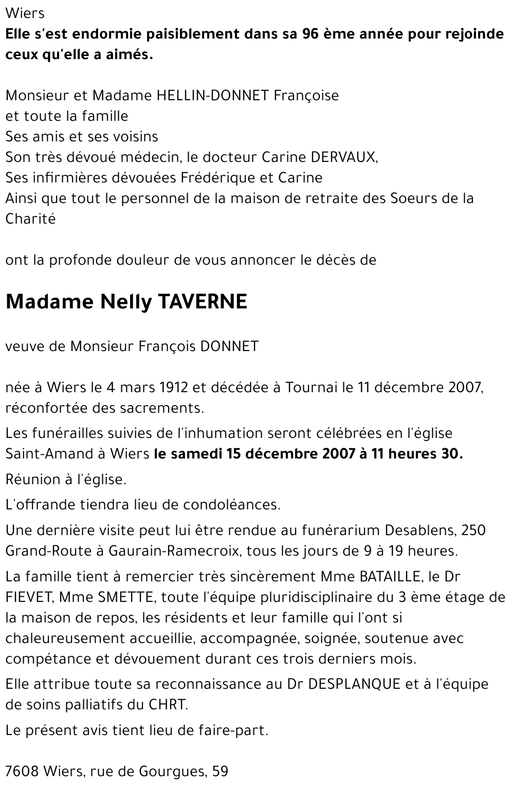 Nelly TAVERNE