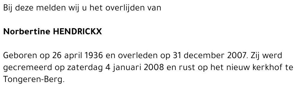 Norbertine Hendrickx