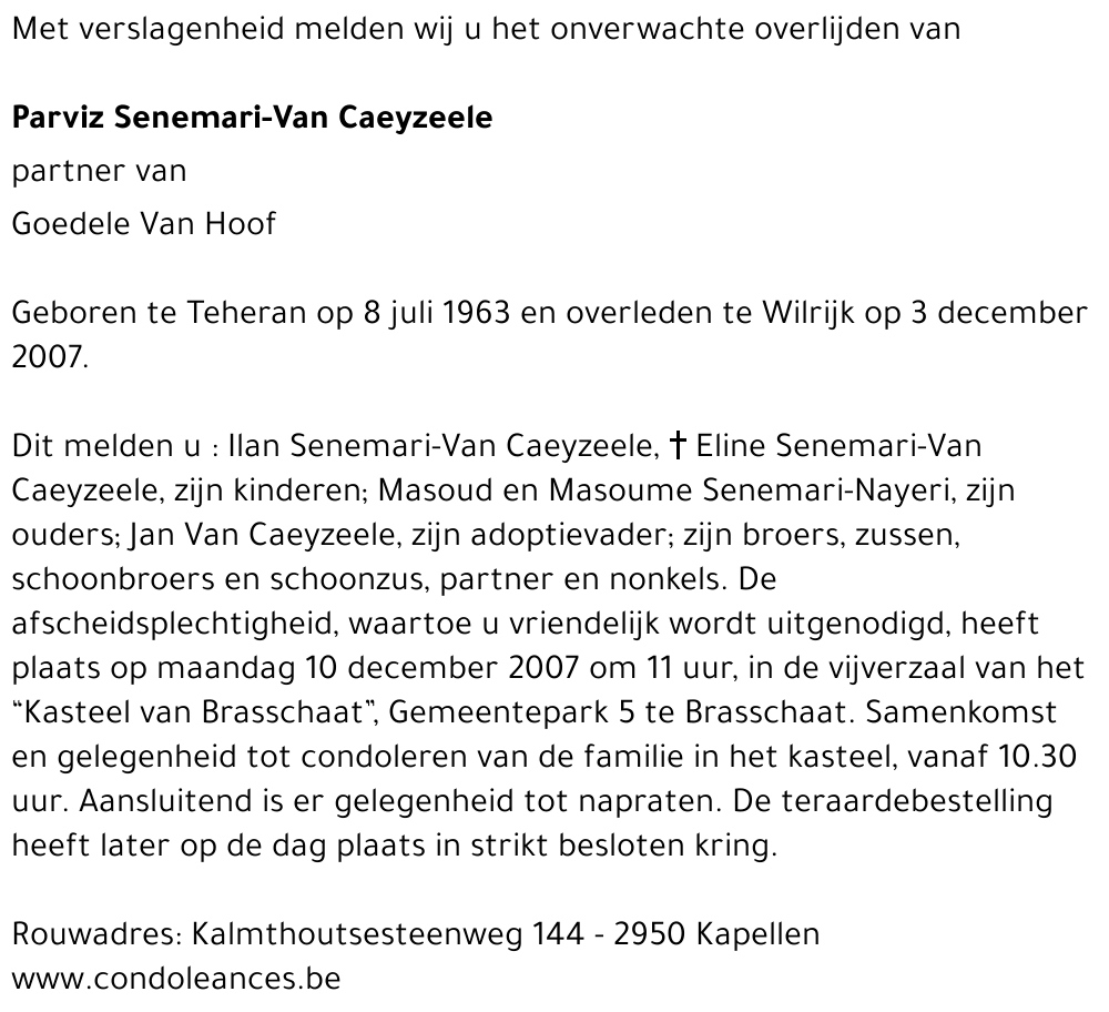 Parviz Senemari Van Caeyzeele