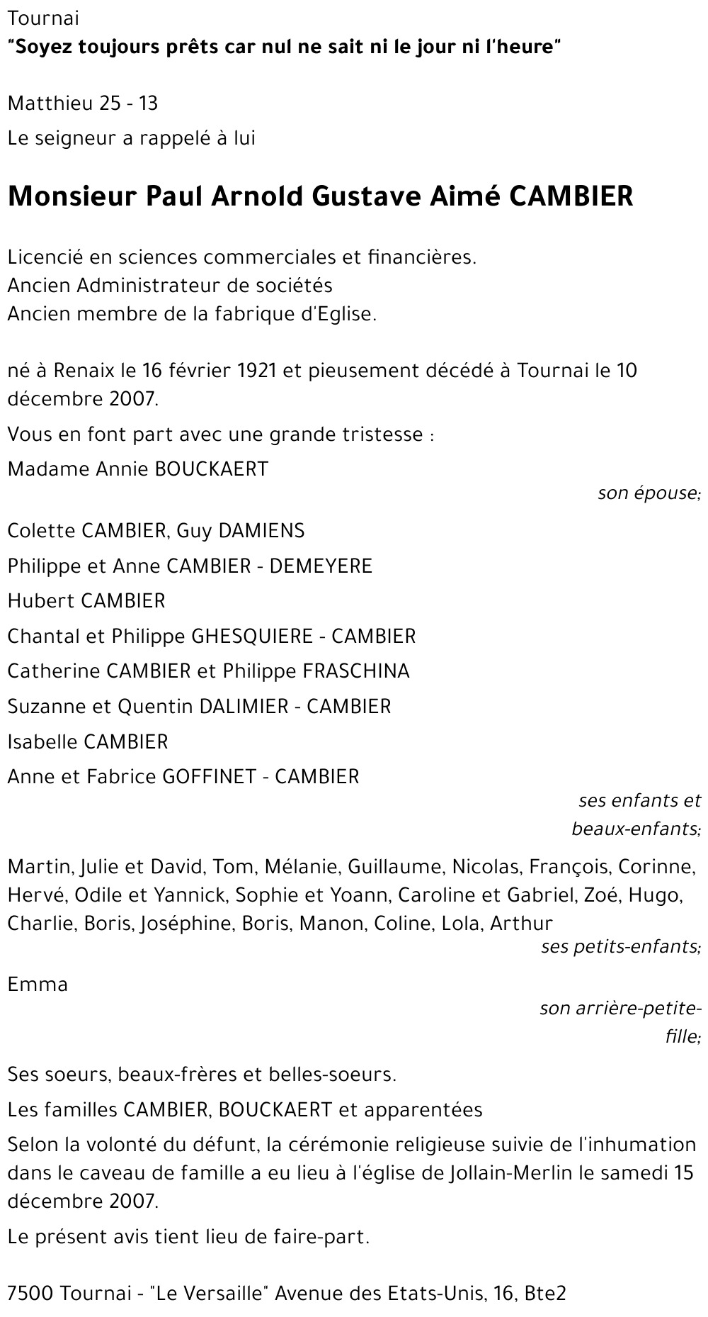 Paul Arnold Gustave Aimé CAMBIER