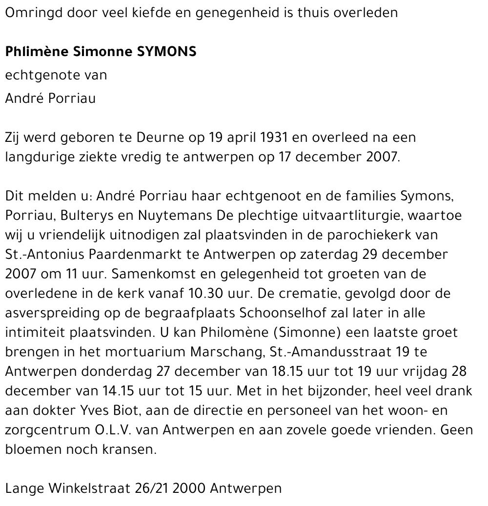 Philomène Simonne Symons