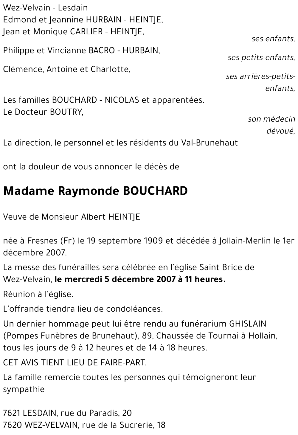 Raymonde BOUCHARD