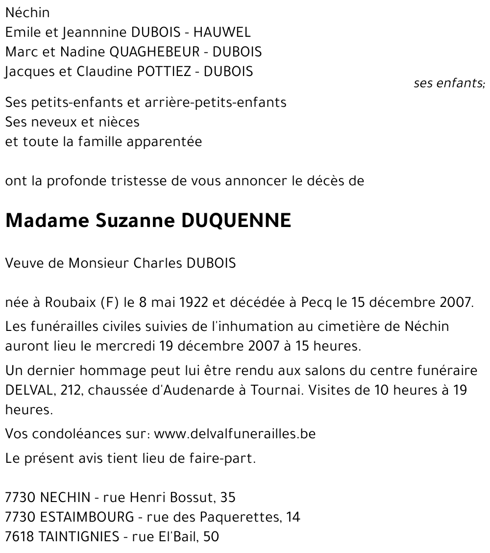 Suzanne DUQUENNE