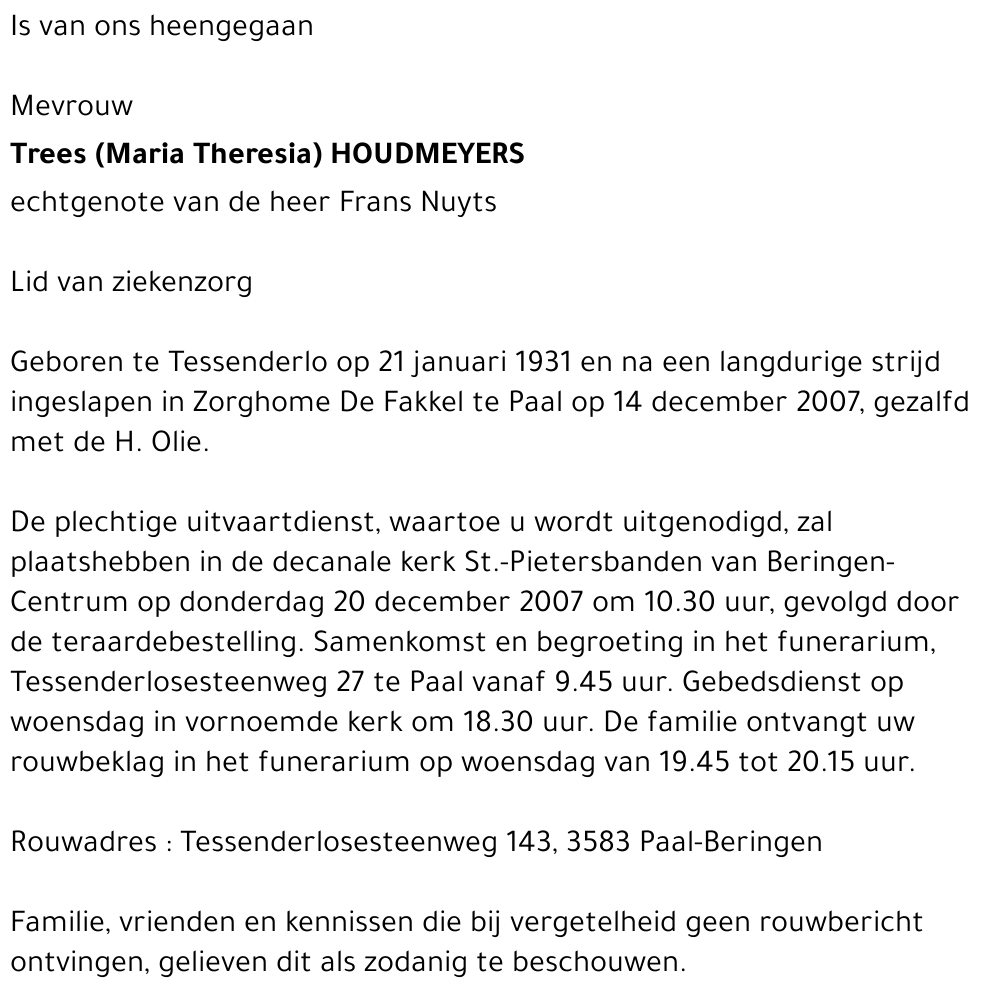 Trees (Maria Theresia) Houdmeyers