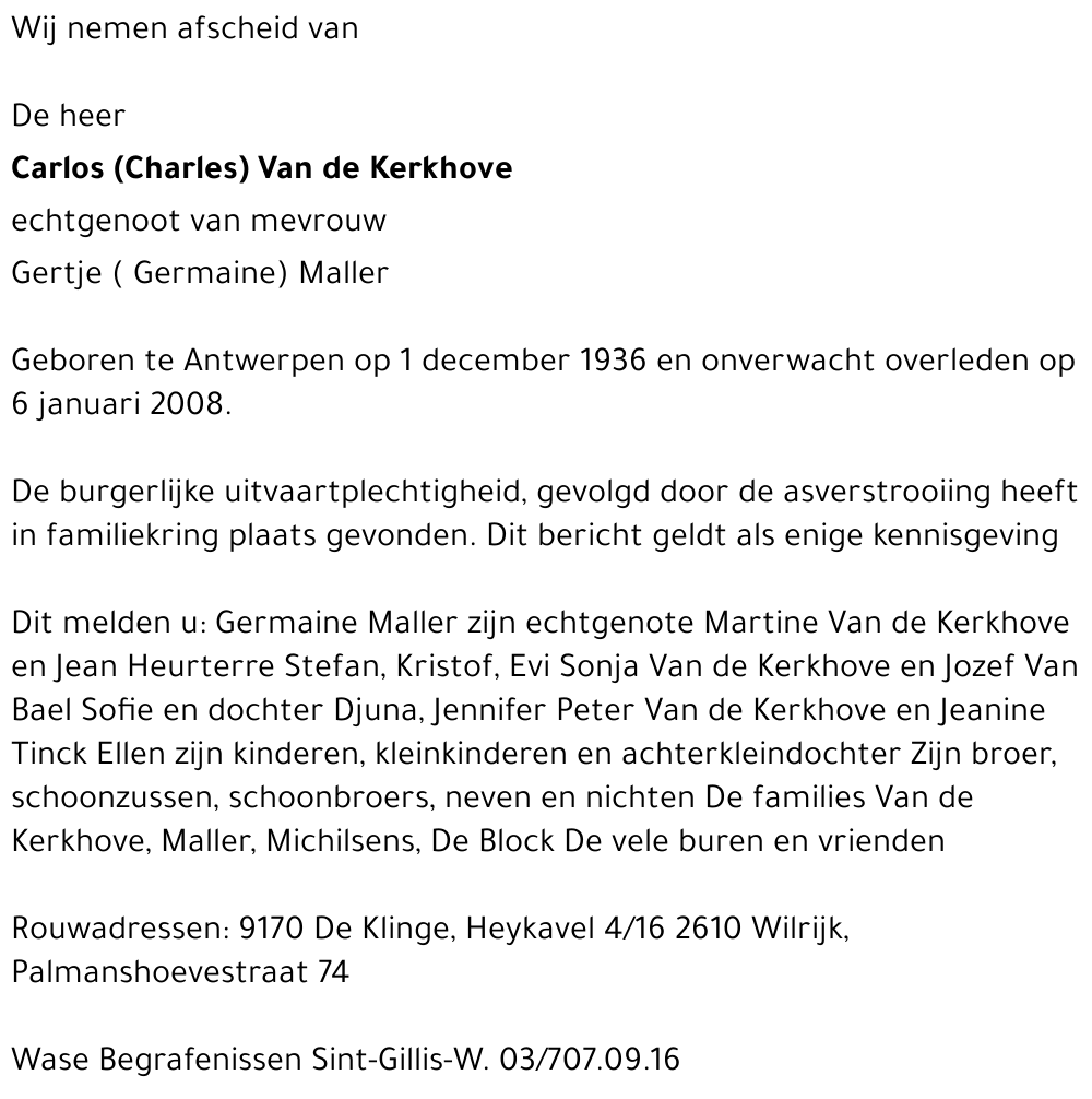 Carlos (Charles) Van de Kerkhove